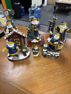 Vintage The Memory Company West Virginia State University Santa Figurine Lot Of6