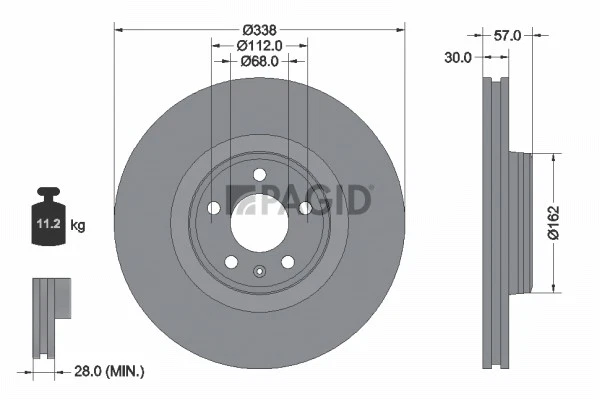 2x PAGID Disque De Frein Intérieur Ventilé Ø338mm Pour Audi A4 Avant 8W5 B9 8WD - Photo 1/1