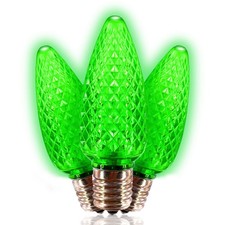 C9 LED Bulb Pack of 25 LED Green Replacement Christmas Light Bulbs Faceted ...