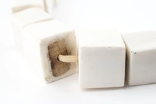 Kenya White Bone Beads Cube 21mm African Large Hole 25 Inch Strand Handmade
