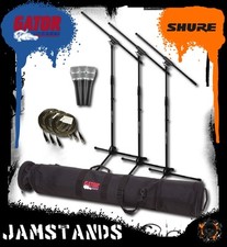 3 Shure Beta 87A Mics, Free Stands, Cables & Gator Case FREE 2 DAY SHIPPING!
