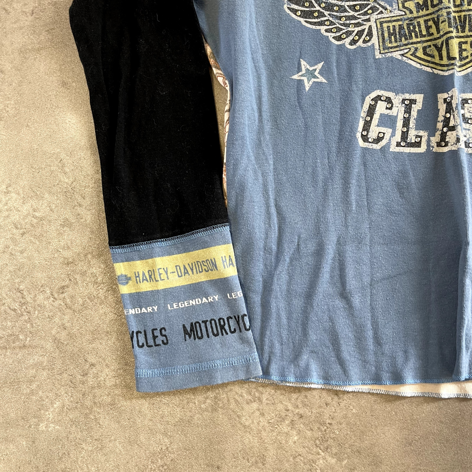 Harley Davidson T-Shirt Womens Large Y2K Long Sleeve Biker Graphic Tee, Blue image 6