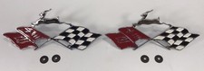 Pair Chrome Quarter Panel Emblems Cross Flag For 1961 Chevrolet Impala