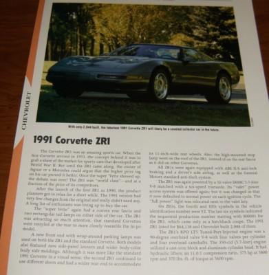 1991 Chevy Corvette ZR1 Specs Info Photo 91 LT5 350 5.7