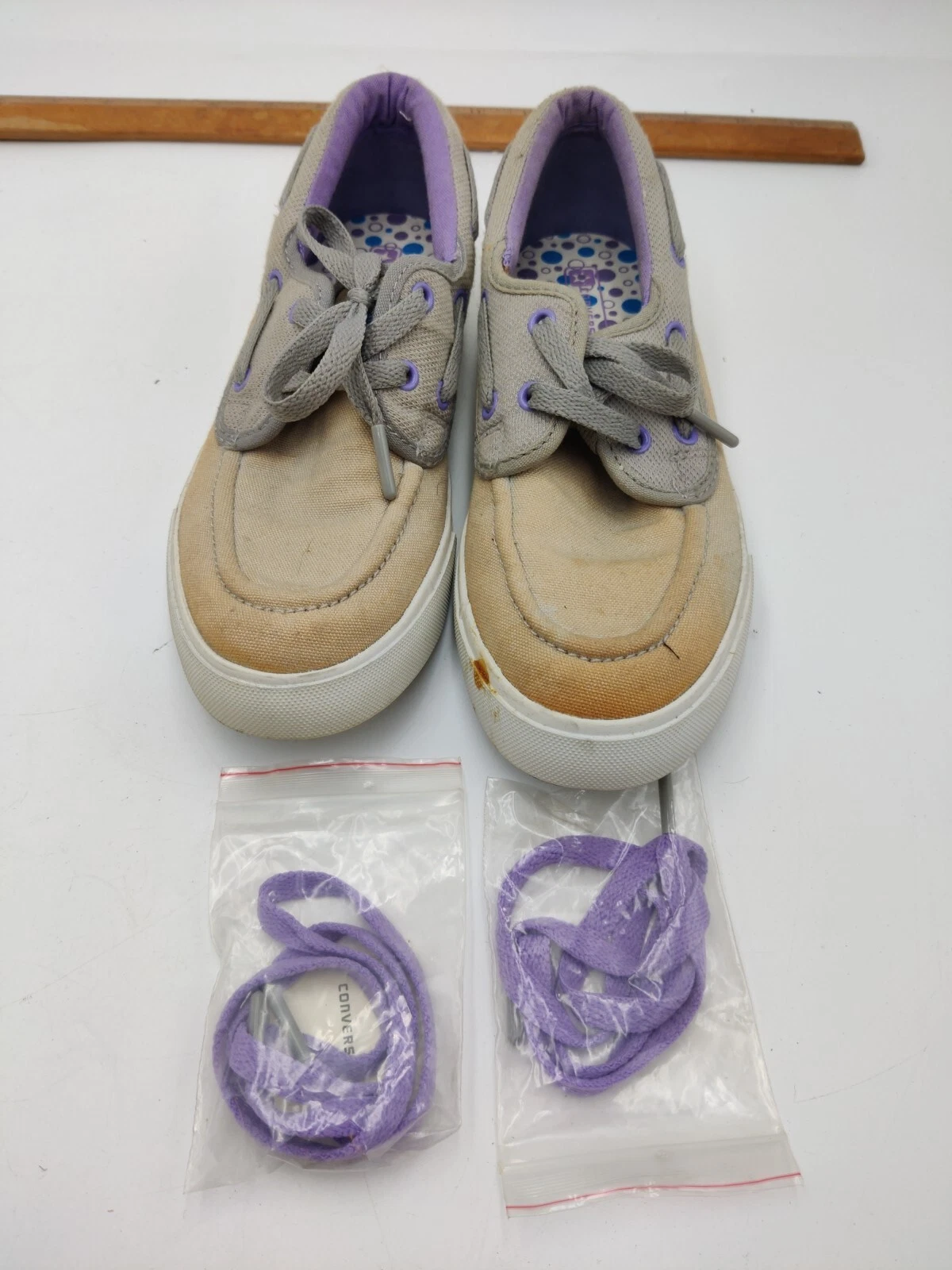 Sneaker casual da ragazza Converse taglia 3 grigio tela viola stringate punta tonda
