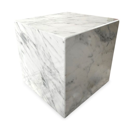 Cube White Marble Carrara Sculpture Table Home Decor Art Design H 10cm - Photo 2 sur 4
