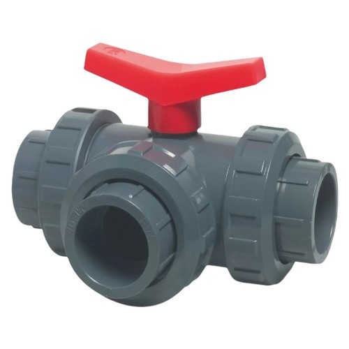 PVC Kugelhahn Absperrhahn Fitting Klebeanschluss 3-Wege L-Bohrung 50 mm - Bild 3 von 4