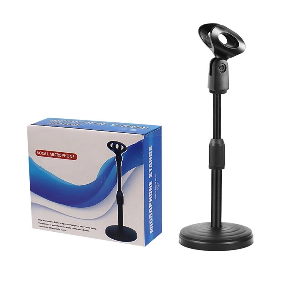 Adjustable Desktop Microphone Stand with Shockproof Lifting and Weighted Disc Base-image