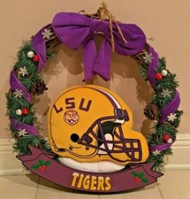 GORGEOUS LSU TIGERS HANDMADE CHRISTMAS WREATH...