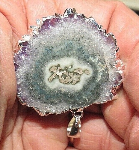 BEAUTIFUL AMETHYST STALACTITE PENDANT ; NO CHAIN; SILVER BALE - Picture 2 of 2