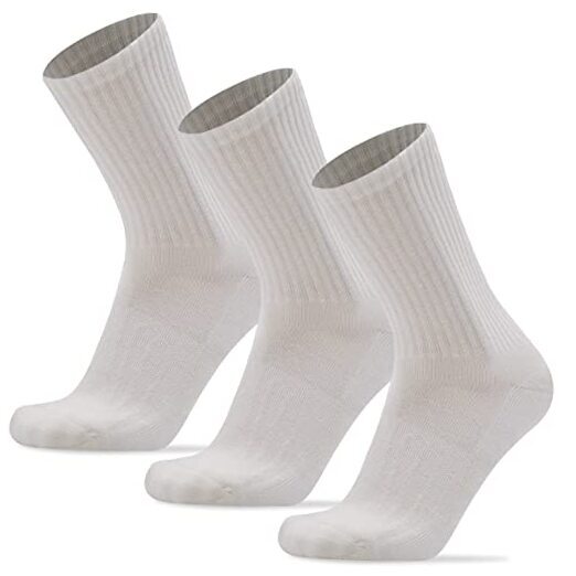 3 Pack Men's Merino Wool Hiking Crew Socks Womens Large-X-Large 3 Pairs White