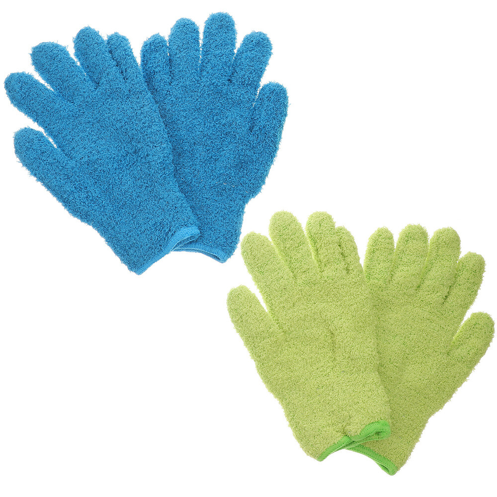 4 Pcs Coral Fleece Gloves Cleaning Wipes Microfiber Hair Towel