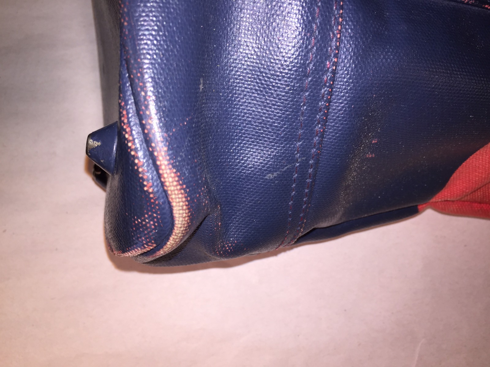 preloved authentic JACK SPADE orange & blue WAX DIP zip top SATCHEL