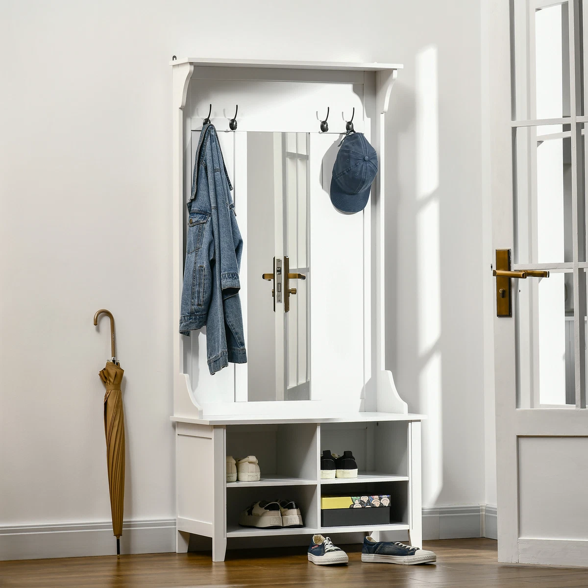 Hallway hooks hotsell and bench