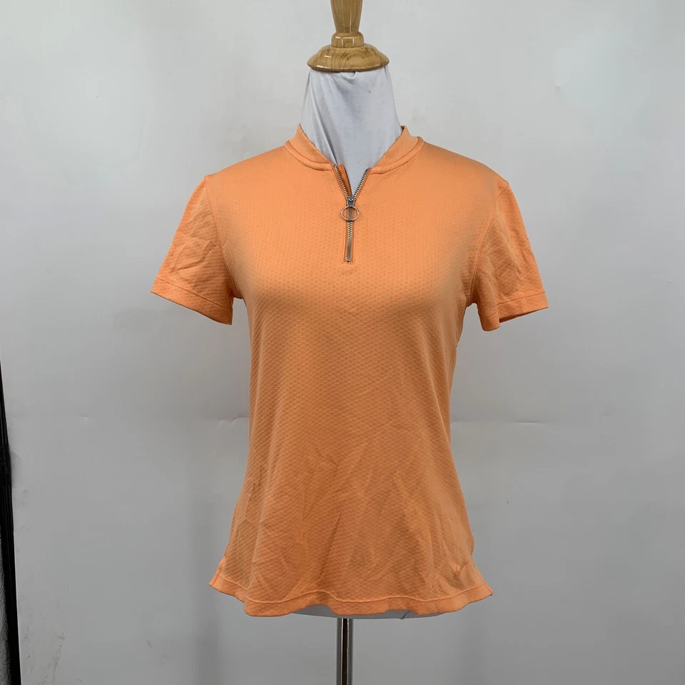 Camisa Nike Para Mujer S Pequeña Naranja Estándar Dri Fit Cuarto Cremallera Golf Top Atlético Foto 2 de 4
