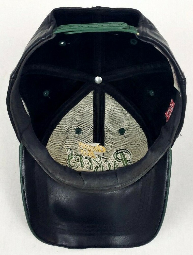 Green Bay Packers Hat 🏈 Vintage 90s Genuine Leather Snapback Cap