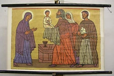 School Wall Map Bible History Patmos 4 1967 The Representation in the Temple 77x50   