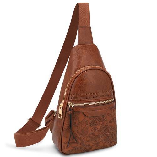 Large Sling Bag for Women Faux Leather Crossbody Fanny Pack Purse Backpack Tr...