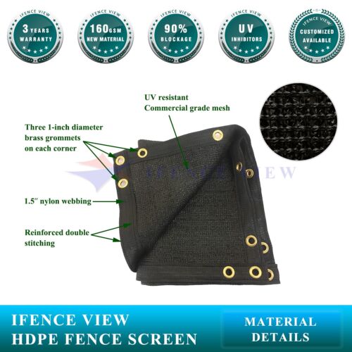 Ifenceview 7'x3'-7'x100' FT Black Fence Privacy Screen Mesh Net Garden Outdoor - Picture 2 of 9