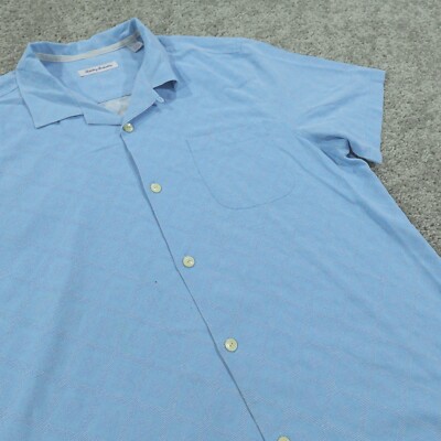 Tommy Bahama Shirt Mens Extra Large 100% Silk Button Up Loop Collar Hawaiian