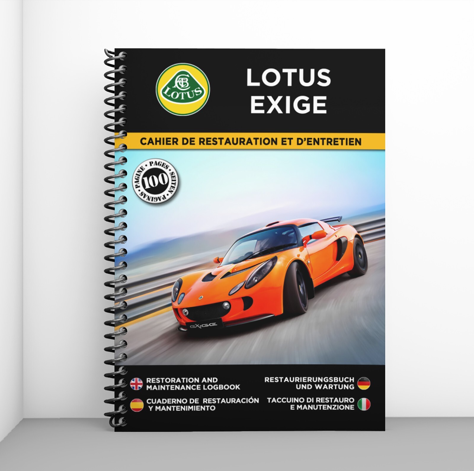 Carnet de route Lotus Exige pour noter vos révisions entre deux sorties de club automobile