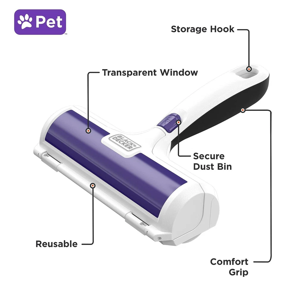 Black+Decker HMSCT0001-XJ Tierhaarentferner Roller für Haustierhaar Fusselrolle - Bild 2 von 4