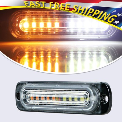 NEW 4PC Amber/White 10LED Car Warning Truck Hazard Strobe Flash Light Bar