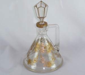 MOSER-Gold-Gilt-Bohemian-Glass-Ships-Decanter