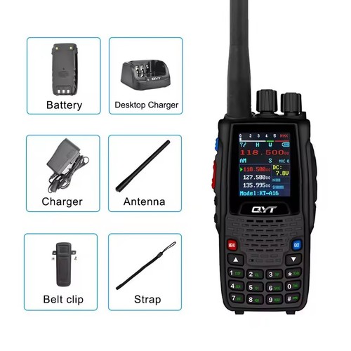 QYT KT-A16 Nadajnik pasma powietrznego 200 kanałów 6W Walkie Talkie z mikrofonem - Zdjęcie 8 z 8