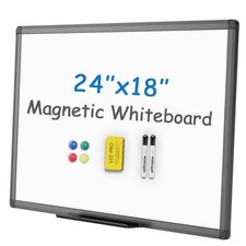 Magnetic Dry Erase Board, 24 x 18 Inches, Black Aluminium Frame - 24"W x 18"H