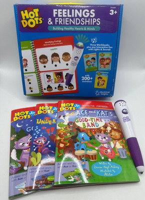 Hot Dots Jr Feelings & Friendship Ace & Kat 6 Book Lot with Working Pen