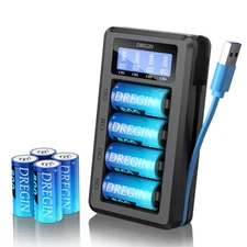 Dregin CR123A Lithium Batteries 8 Pack 3.7V 800mAh 123A Lithium Batteries wit...