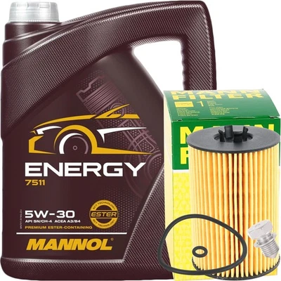 MANN-FILTER + MANNOL + FEBI BILSTEIN MANN-FILTER ÖLFILTER + 5 LITER MANNOL ENERGY 5W-30 MOTORÖL VW 502.00 505.00 5W30