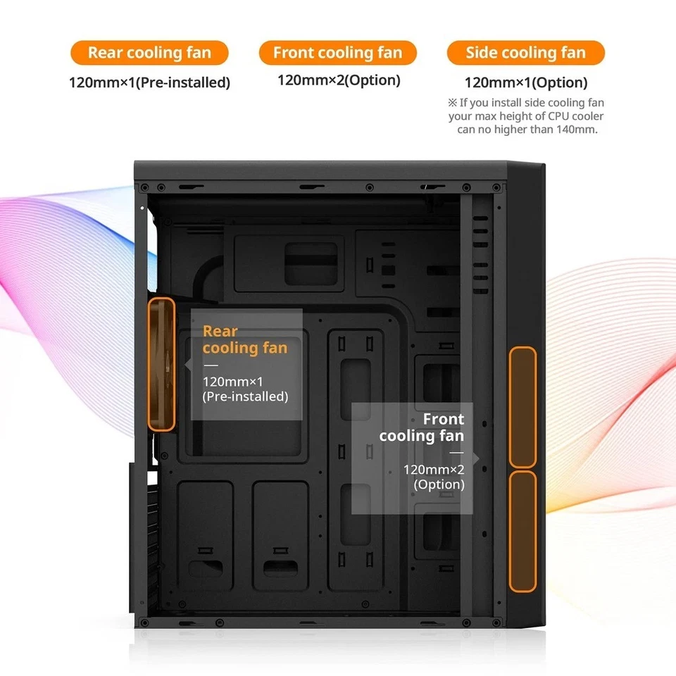 Zalman T6 ATX Mid Tower Computer PC Case, Pre-Installed 120mm Fan, 5.25 ODD, ... - Image 2 of 4