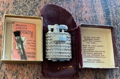Vintage NOS Ronson Gem Rhinestones lighter MIB / Rare.