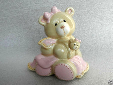 Baby Gund Nursery Night Light Shade Teddy Bear 4.75in Pink Porcelain Label Vtg