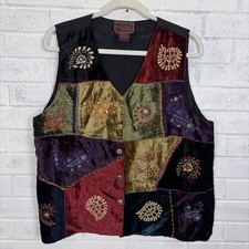VTG April Cornell Velvet Patchwork Vest Size ...