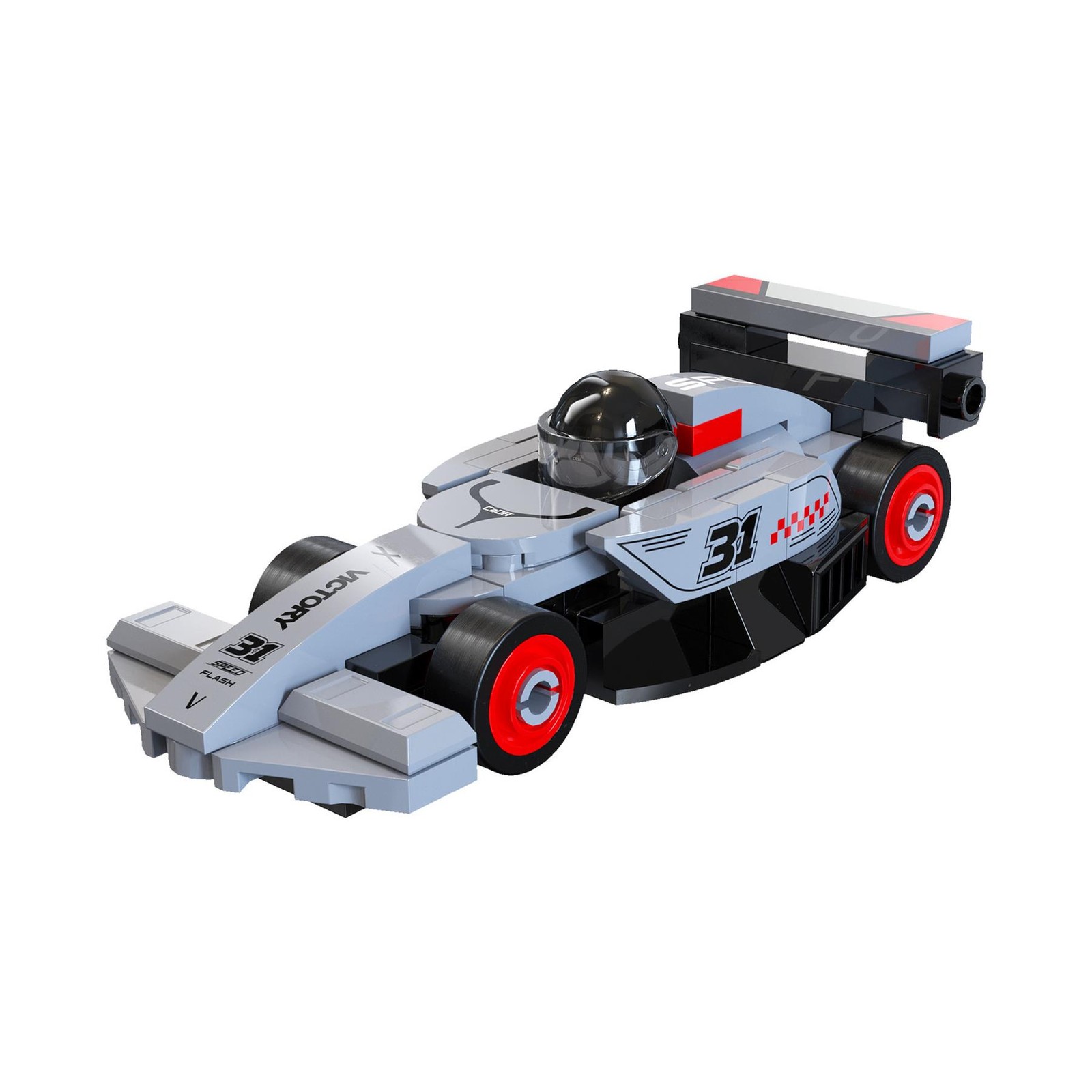 CaDa C55108W Mini Grey Circuit Racing Car 1:48 Scale Brick Building Kit