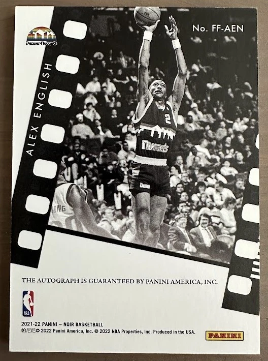 ALEX ENGLISH # 88/99 ON-CARD AUTO 2021-22 Panini Noir Freeze Frame No. FF-AEN - Image 2 of 2