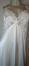 Vanity Fair White Shiny Nylon Full Slip Lingerie 40 Exquisite Stretch Lace