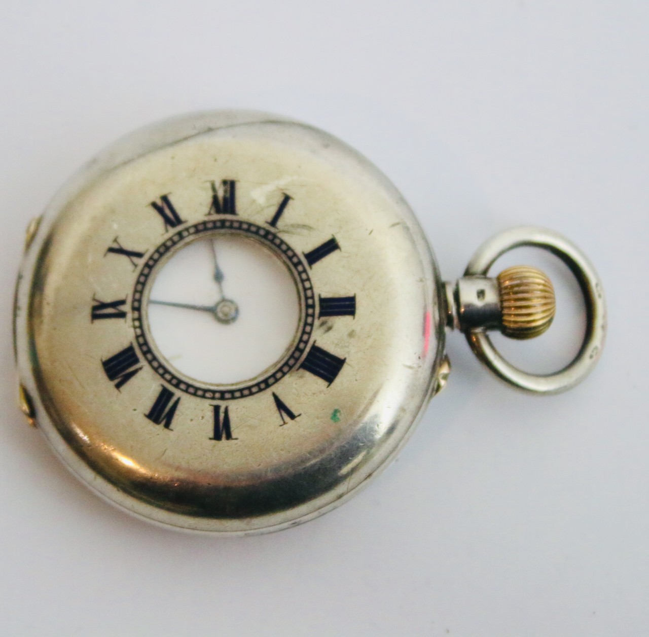 Sterling solid silver half hunter pocket watch sp… - image 11