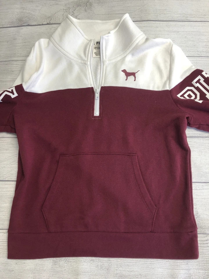 粉色维多利亚的秘密套衫女式中号半拉链运动衫狗布贴 — 第 2/4 张图片