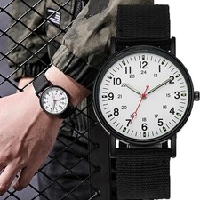 Men's Military Army Luminous 24 Hours Dial Nylon Strap Date Quartz Wrist Watch ✅