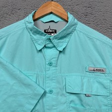 Habit Fishing Shirt Mens Large Blue Solar Factor Short Sleeve Button Up Vented