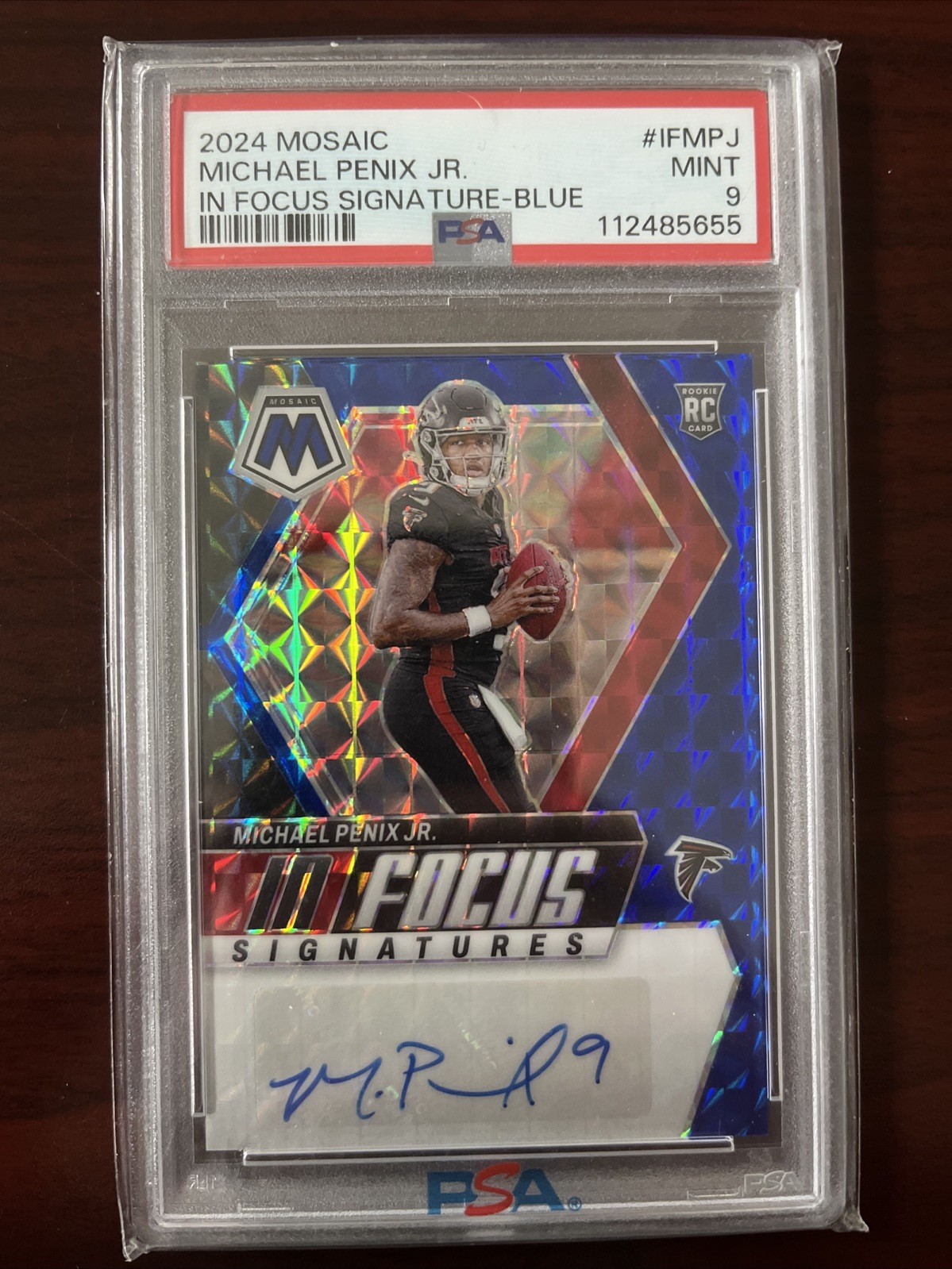 2024 Panini Mosaic - Michael Penix Jr Rookie auto Blue Prizm /99 PSA 9