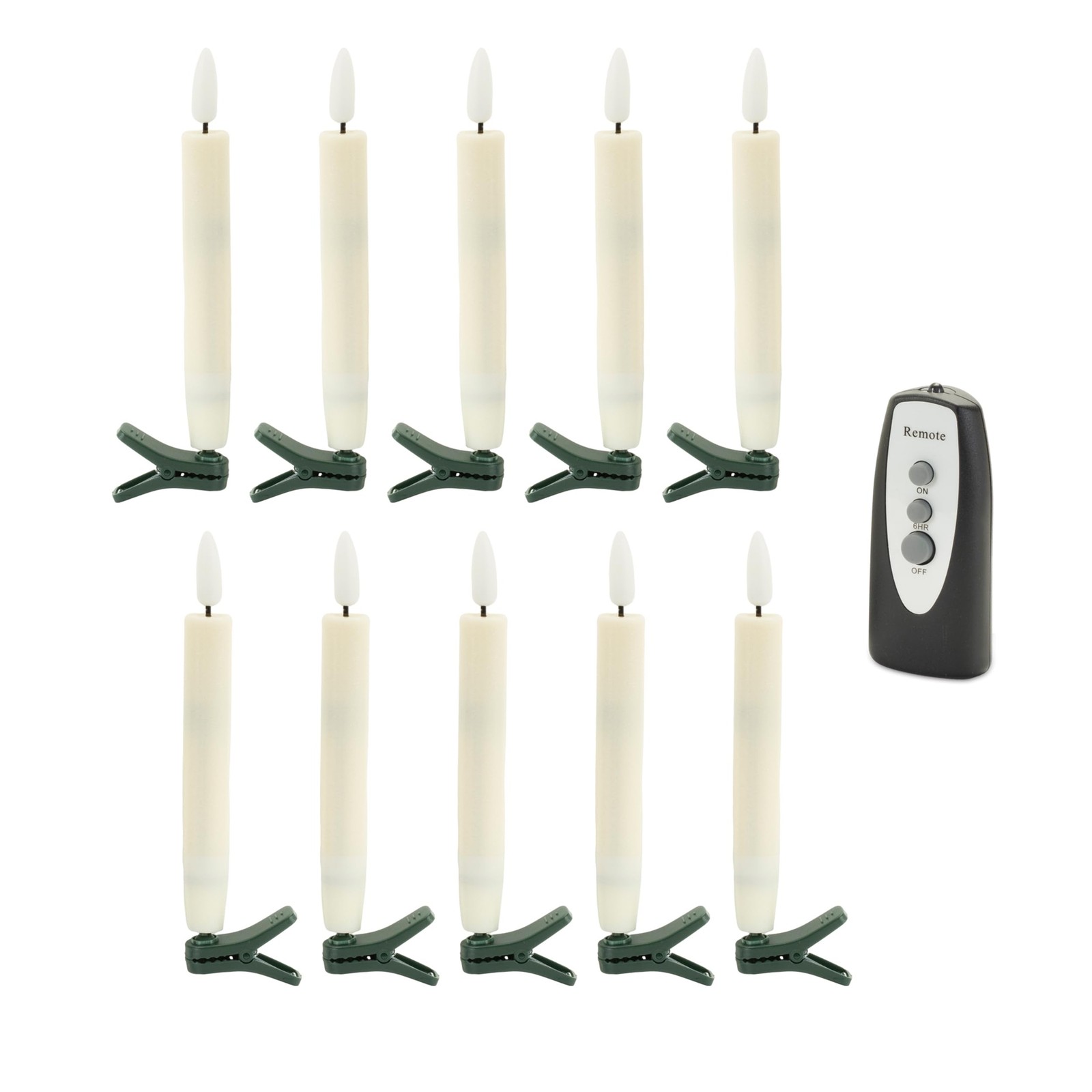 Melrose Candle Clip with Remote, Set of 10, 5.5-inch Height