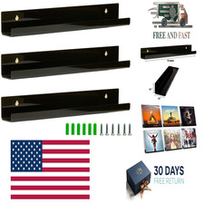 3 Pack Vinyl Record Wall Mount Holder-12 Inch Black Acrylic Shelf For Vinyl
