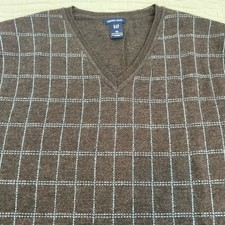 Vintage Gap Sweater Mens XXL Brown V-Neck 100 Merino Wool Stretch Y2k
