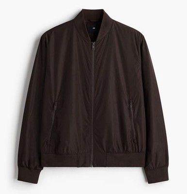 H&M Jacket Mens XS Brown Lightweight Bomber Full Zip Lined Casual Classic NWOT