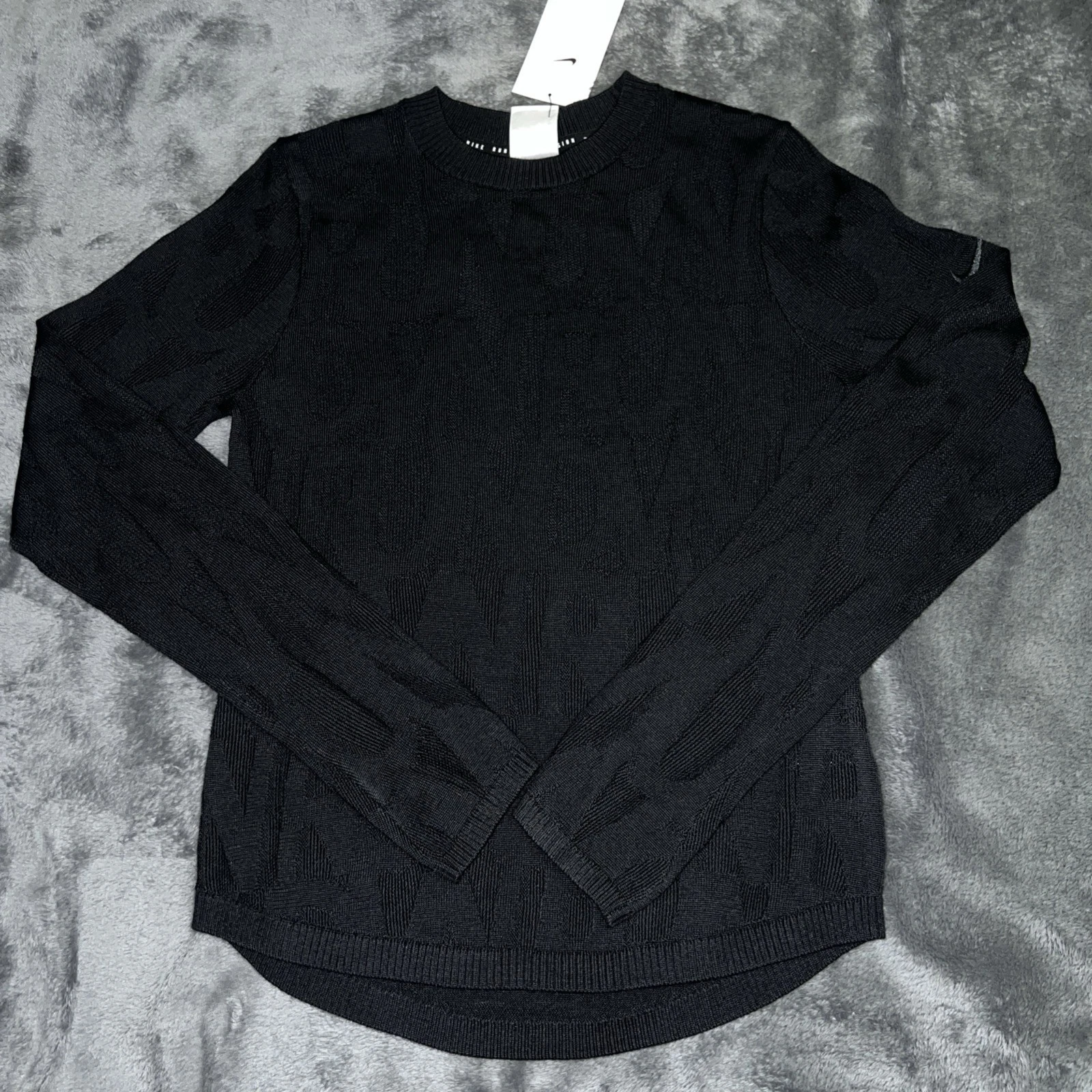 XS Nike Run Division Mid Layer Crew Neck Sweater Womens Top Black FB7829-010